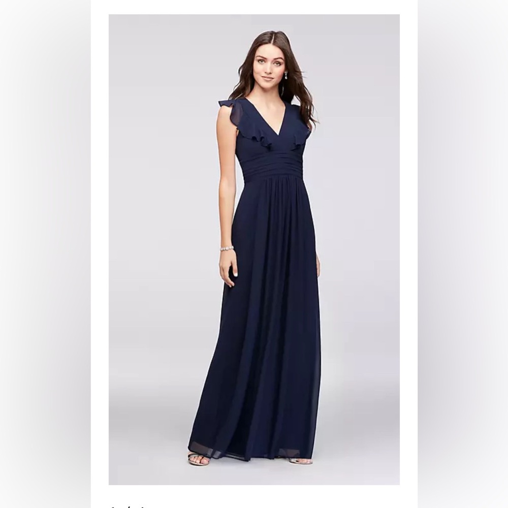 Reverie ruffle sleeve open back chiffon bridesmaid dress